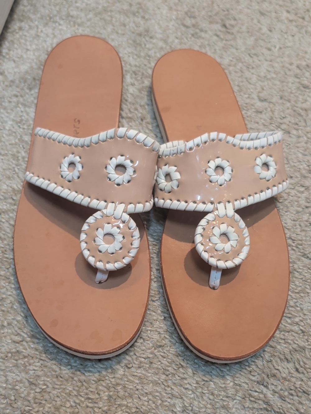 🩴 Jack Rogers 🩴 Boating Jacks Tan and White Sz 8 GUC